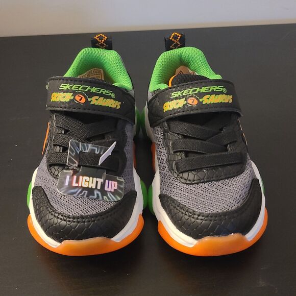 S Lights By Skechers Dinosaur Bolt 2.0 Sneakers Stretch Toddler Boy Size 7 New - Picture 2 of 9
